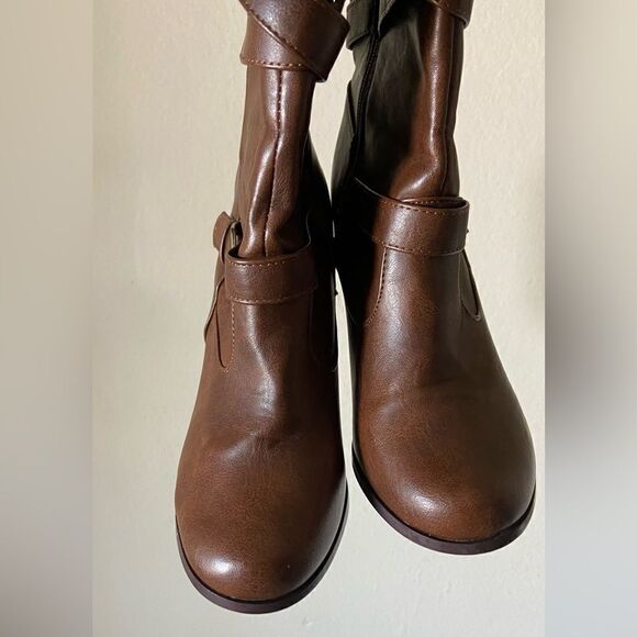 JustFab Eartha Corset Heeled Brown Boots Size 10 - Picture 9 of 11